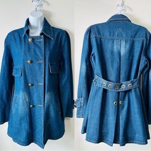 Classic Blue Denim Trench Coat